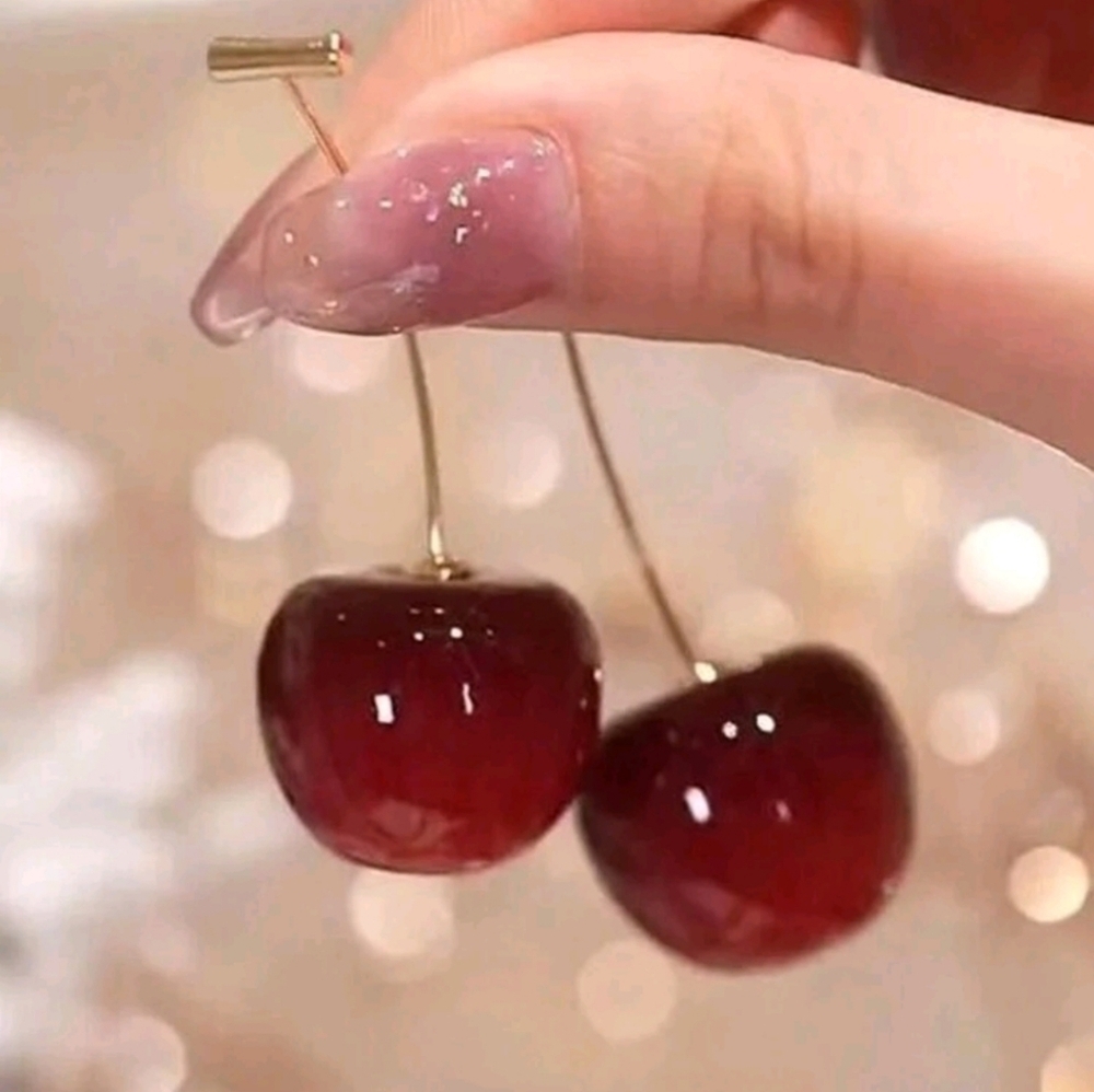 🆕️🍒CHERRY STEM DROP EARRINGS🍒